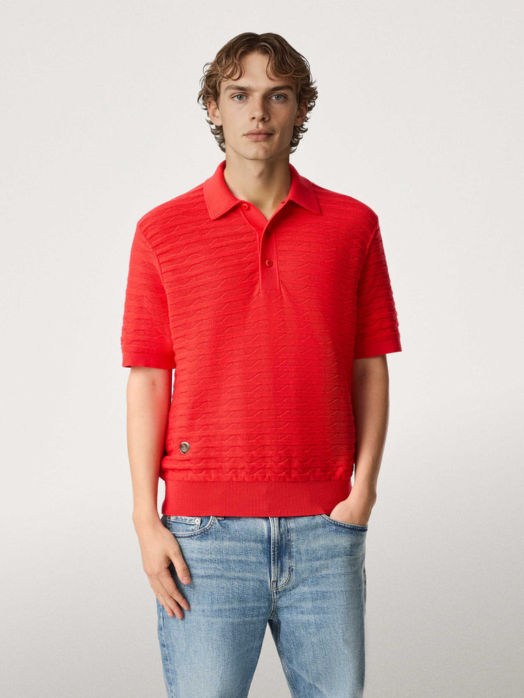 The Wave Textured Polo Poppy Red Image