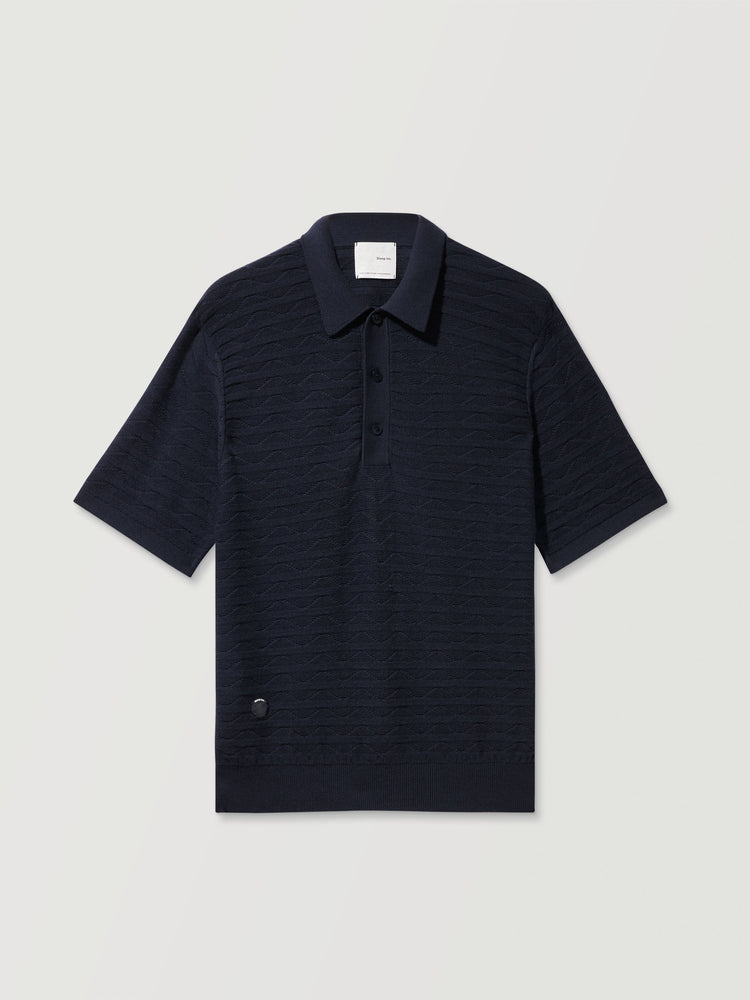 The Wave Textured Polo Pacific Blue Image