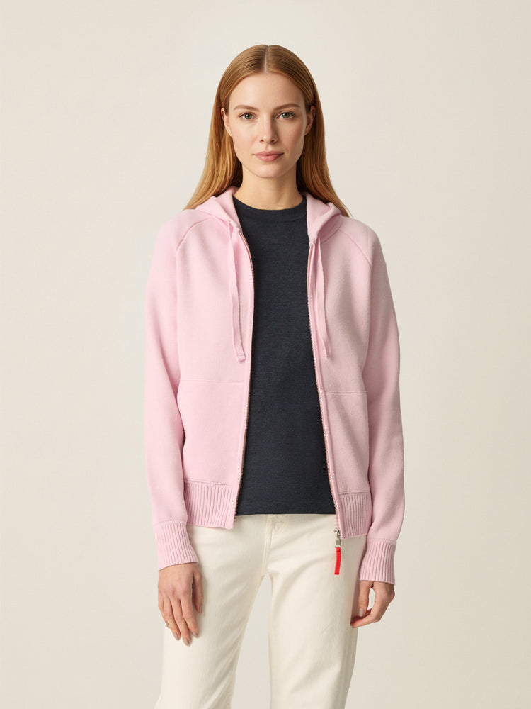 The Knitted Zip Hoodie Candyfloss Pink Image