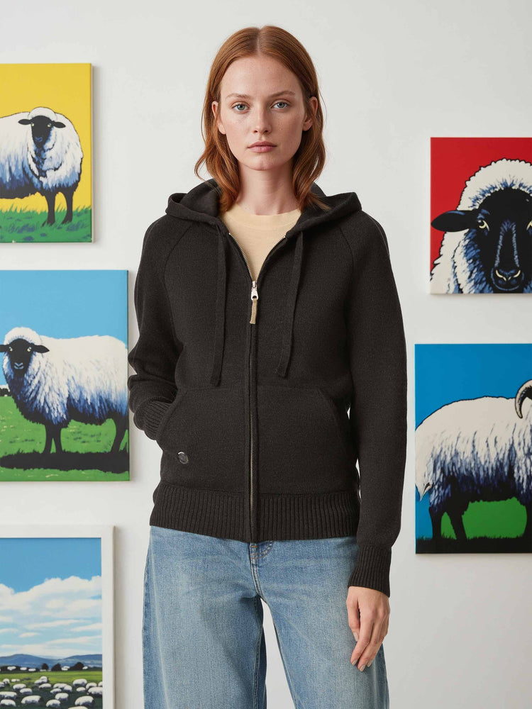 The Knitted Zip Hoodie Anthracite Black Image