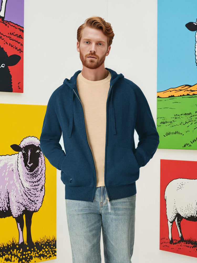 The Knitted Zip Hoodie Tasman Blue Image