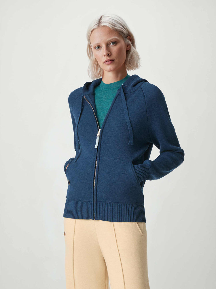The Knitted Zip Hoodie Tasman Blue Image