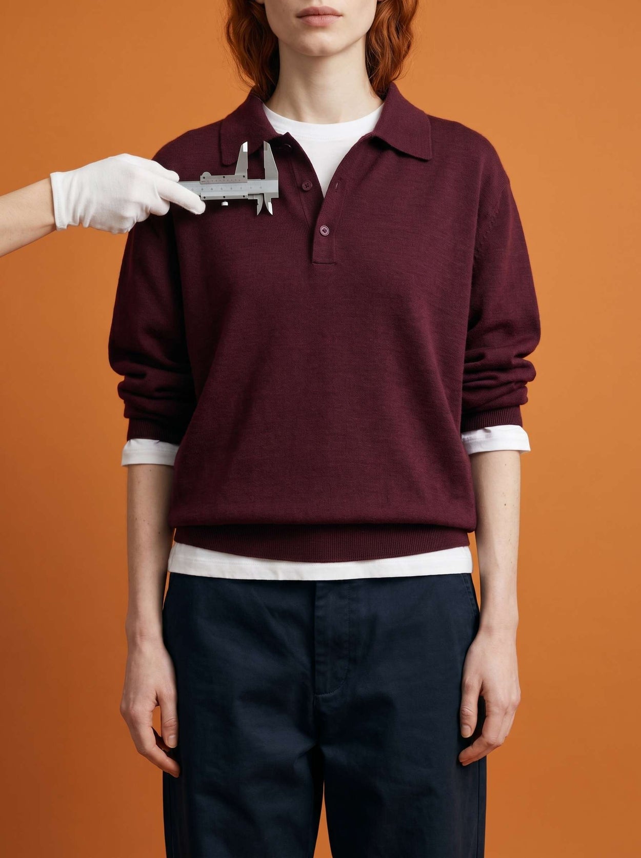 The Everyday Long Sleeve Polo Shirt Konini Burgundy Female Image
