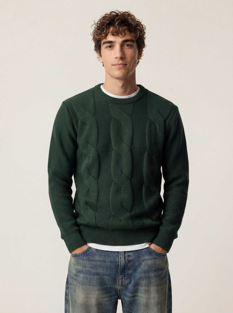 The Cable Knit Jumper Emerald Green Image