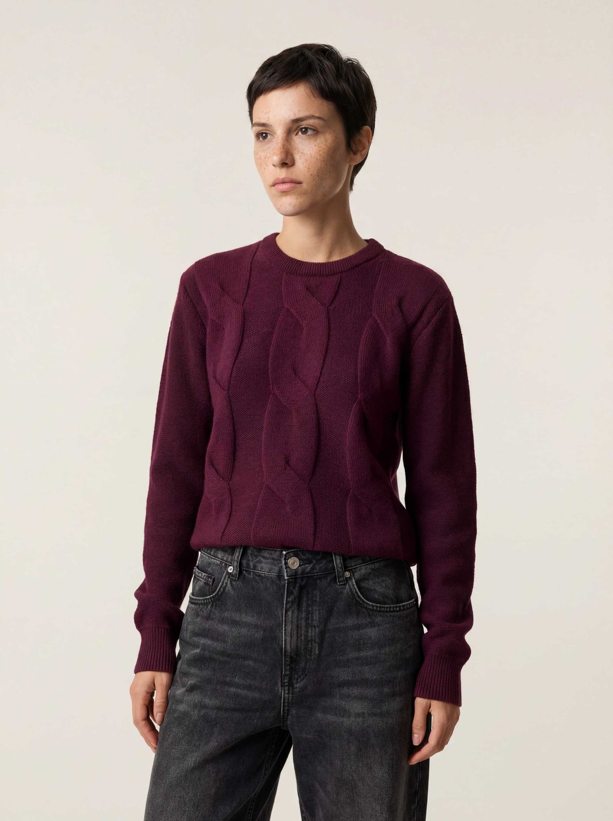 The Cable Knit Jumper Konini Burgundy Female Image