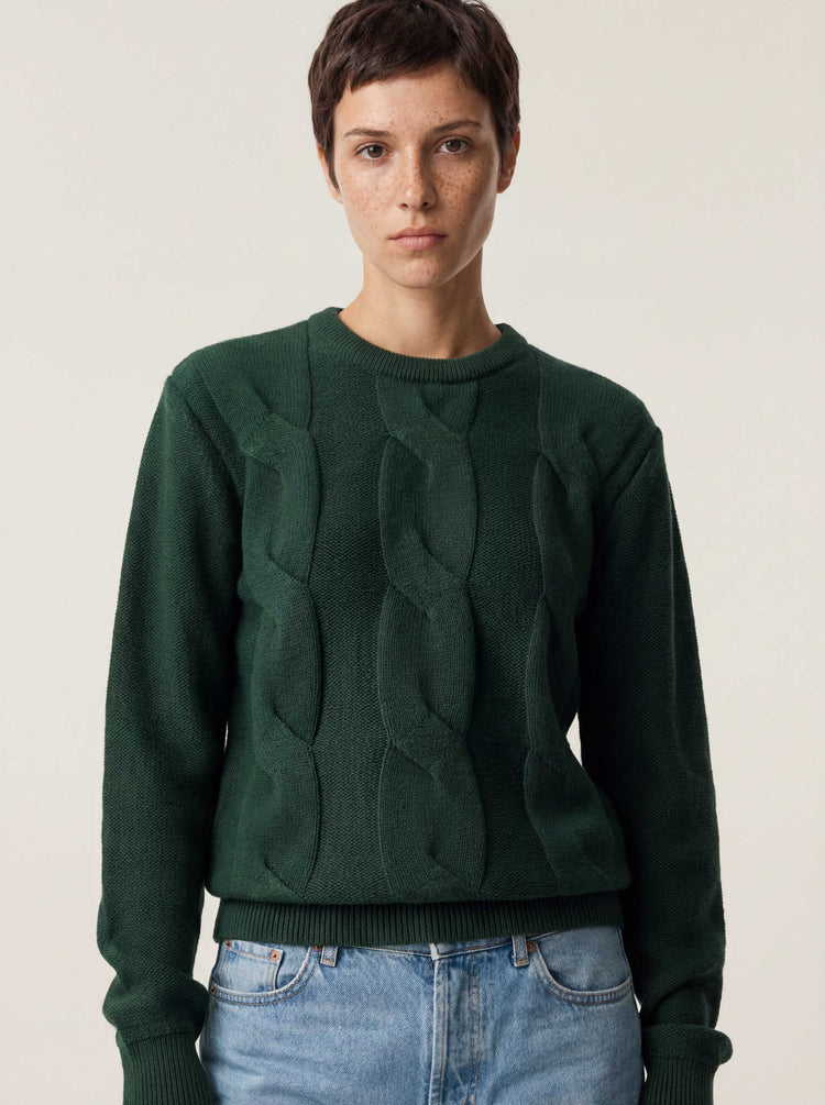 The Cable Knit Jumper Emerald Green Image