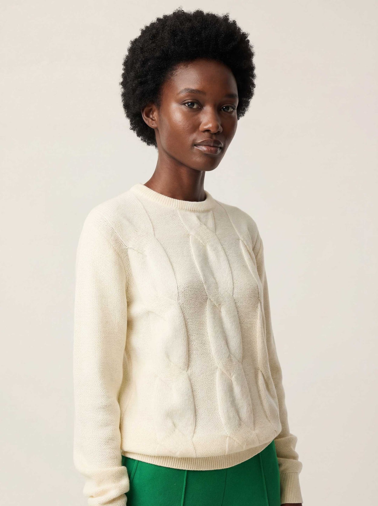 The Cable Knit Raw White Female Image