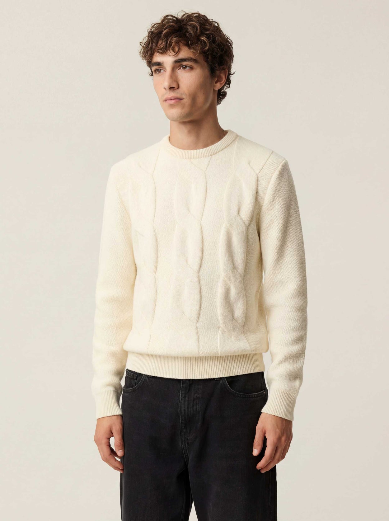 The Cable Knit Raw White Male Image