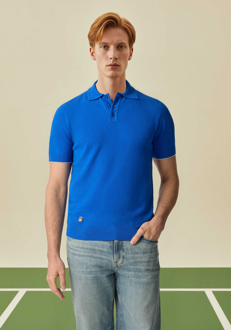 The Pique Polo Cobalt Blue Image