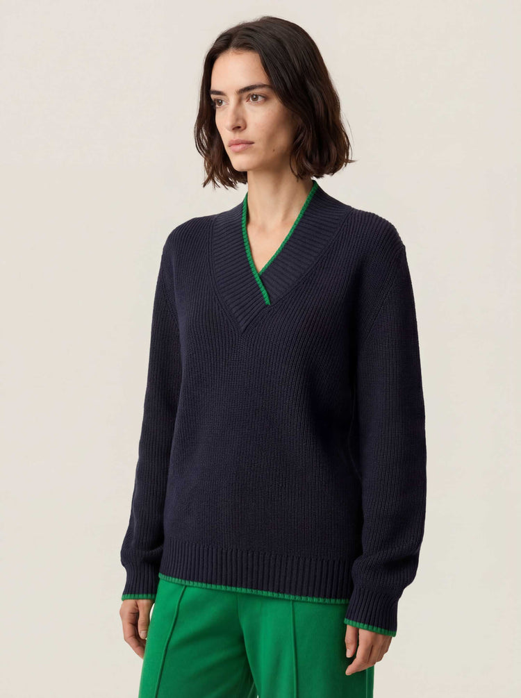 The Vale V-Neck Pacific Blue Image